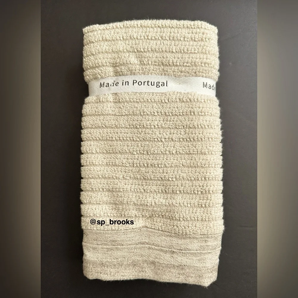 🎁BIANCA Bath Towel Set - Dark Oatmeal with Taupe Wide Ridged Woven Border - 6PC